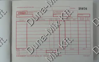 Készlet-visszavét. bizonylat 25x4 lapos 8 tétel 1